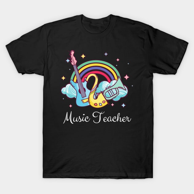 Music Teacher Cute boho Rainbow T-Shirt by JustBeSatisfied